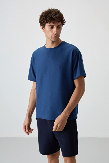 AIR JONES Parlament Waffle İnterlok Yüzeyi Dokulu Oversize Fit Basic Erkek T-Shirt - 88379