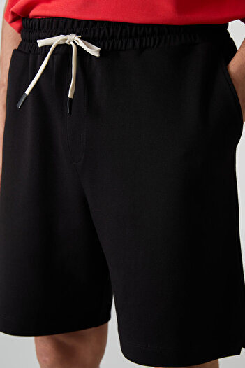AIR JONES Siyah Pamuklu Kalın Yumuşak Dokulu Comfort Fit Basic Erkek Şort - 81274