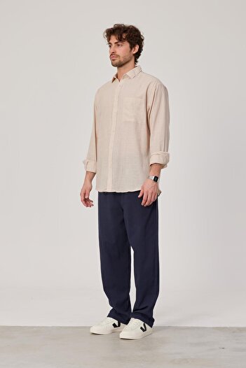 NOMARC Men's Flamlı Summer Cream Shirt