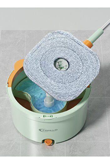 Cepillo Easy Spin Mop Set, 360° Square Flat Rotating Mop, Seperates Clean and Dirty Water, Extendable Handle