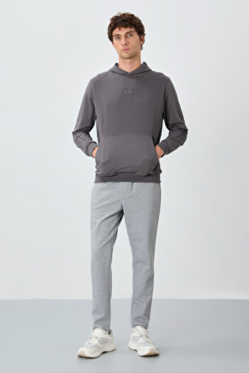 AIR JONES Gray Melange Surface Textured Standard Fit Men's Tracksuit Bottom - 82155