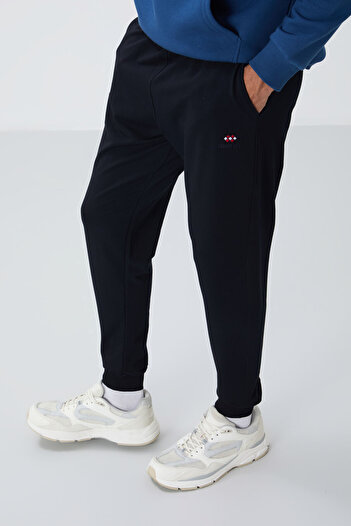 TOMMY LIFE Lacivert Klasik Cepli Standart Kalıp Manşetli Erkek Eşofman Alt - 84652