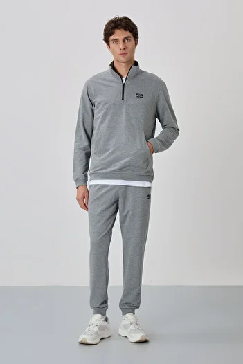 AIR JONES Σετ φόρμας Herbert Grey Melange Stand Collar - 85233