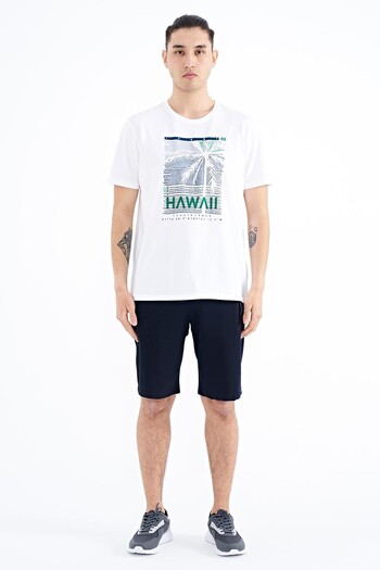 TOMMY LIFE Ανδρικό μπλουζάκι White Slogan Printed O Neck Standard Fit - 88190