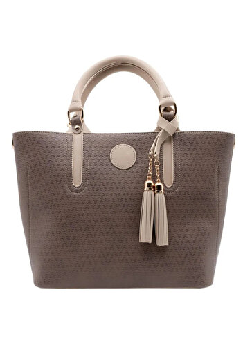 gio&mi Emma Women's Mink Wide Zippered Hand and Shoulder Bag
