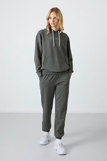 TOMMY LIFE Çağla Hooded Kangaroo Pocket Oversize γυναικεία φόρμα από καουτσούκ - 95288