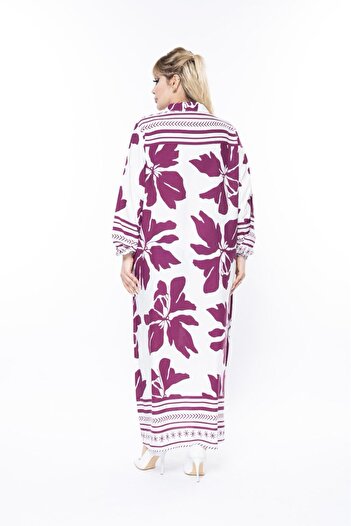 mervemoda Women's Long Sleeve Plus Size Woven Summer Long Sleeve Dress