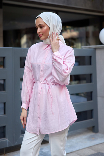 LOCCO Pink Anthracite Yellow Women's Belted Shirt