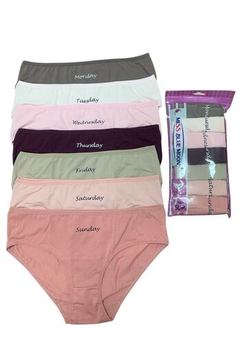 Miss Blue Moon Chiloți din bumbac lycra multicolori 7 zile pentru femei, pachet de 7 5430