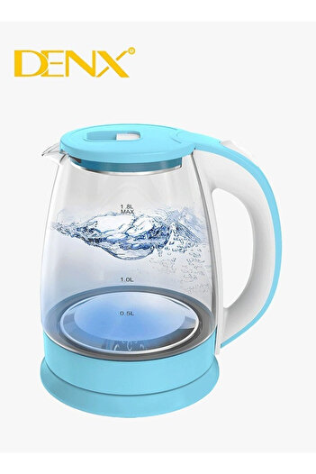 Denx Glass electric kettle, capacity 1.8 liters, 1500 watts Blue
