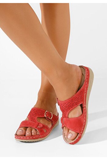 B T Shoes Skena red orthopedic slippers