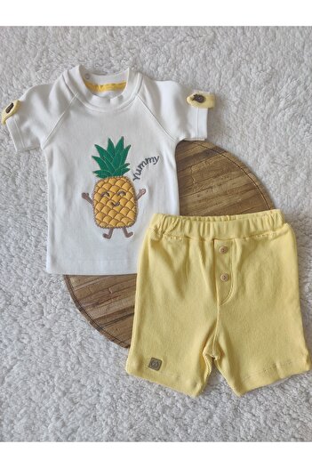 Tomuycuk Erkek Bebek Çocuk Takım Kısa Kollu Yazlık 2'li Şort Tişört 3-6-9-12 Ay Bebek Takımları Kıyafetleri
