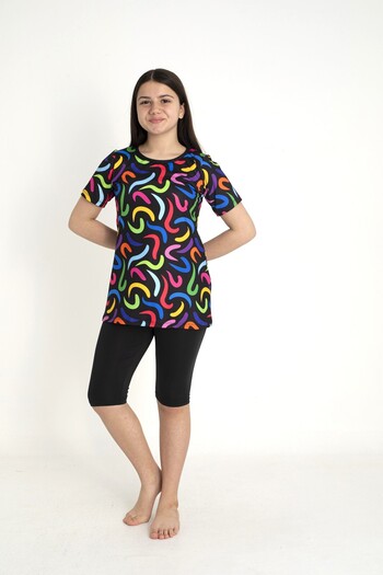 SEBOTEKS Girl's Swimsuit with Short Sleeve Tights 35107