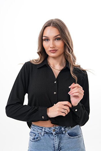 ŞİMAL Women's Long Sleeve Raschel Short Shirt 250241   -