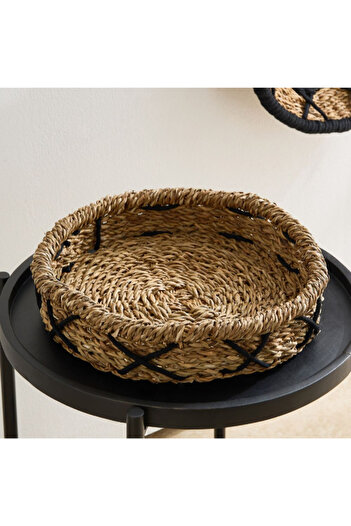 Home Box Naturaloom Stitch Round Tray - 37x37 x7 cm