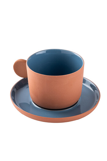 Tantitoni Thin Terra Blue Porcelain Double Cup Set 100ml