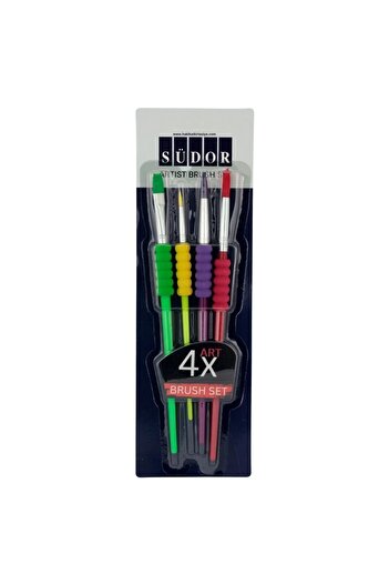 Südor 4 Piece Art Brush Set with Silicone Handles
