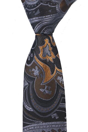 Esgue Slim Fit Γκρι - Χρυσό Σχέδιο Slim 6 cm. Χειροποίητη γραβάτα