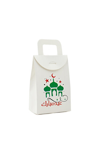 repro design 3 білих хусточки розміром 10x15 см з надрукованим написом «Eid Mubarak», цукерки, кишенькові гроші, подарункова коробка та упаковка