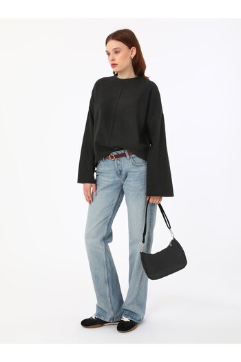 Benin Soft Textured Overisze Thessaloniki Sweatshirt - Black - Benin