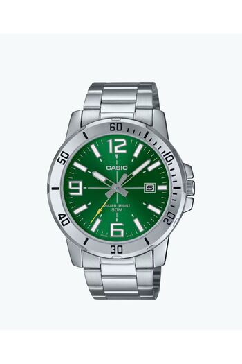 Casio Casio Men's Green Dial Stainless Steel Analog Quartz Watch MTP-VD01D-3BV