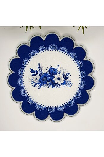 decofav Flower Shaped Decorative Floral Design Embroidery Edge Fabric Cocktail Napkin 1 Piece