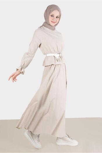 Alvina Elastic Waist and Cuffed Double Skirt Set - 42668