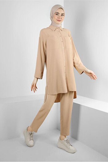 Alvina SHIRT COLLAR, ELASTIC WAIST, DOUBLE PANT SET 43820