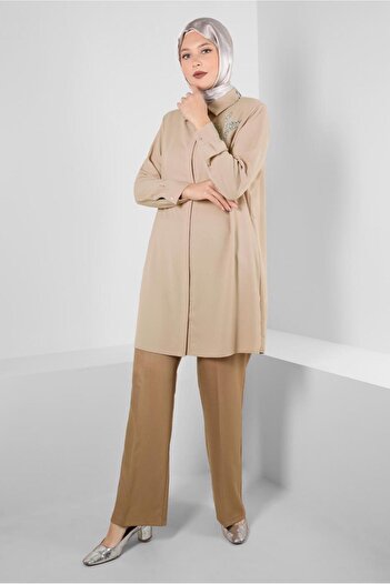 Alvina SHIRT COLLAR STONE DETAIL TUNIC 20233