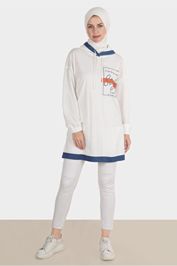 Alvina 42900 Model Hooded and Printed Tracksuit Tuniki