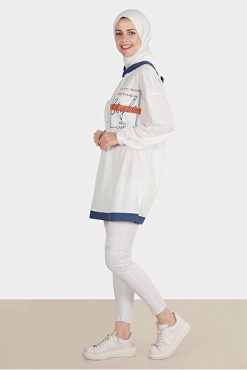 Alvina 42900 Model Hooded and Printed Tracksuit Tuniki