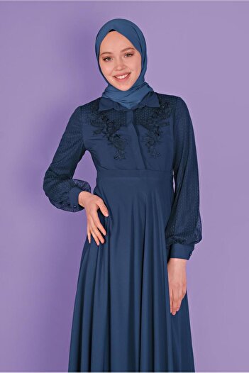 Alvina Tulle and Gipure Detailed Dress 41404