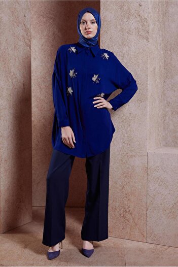 Alvina 44468-1 Model Hijab Tunic - Stone Detailed
