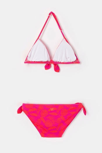 Woody Pink Leaf Printed Women's Bikini-Yac 961