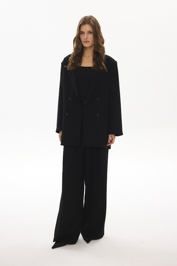 Hooopstore Frame Textured Black Blazer Jacket
