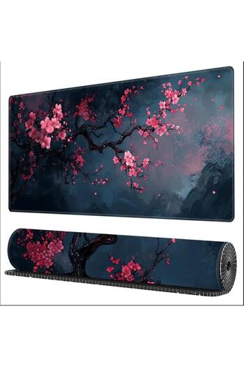 sgeteknoloji 70X30 CM TEMATICA FLORI DE CIREȘ BAZĂ ANTIALUNECĂ SPEED SURFACE PLAYER MOUSE PAD GAMING