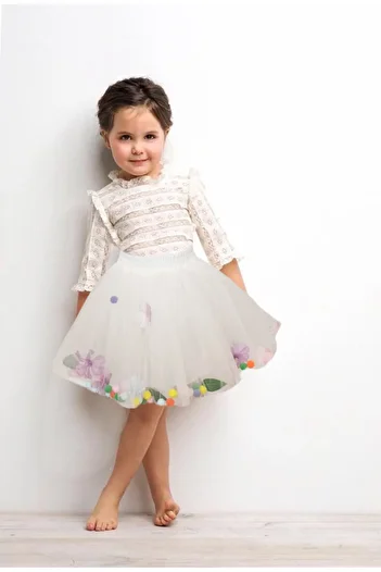 By Piera Flower and Pompom Tutu Skirt 6636