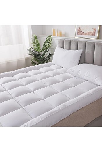 Asraar Cotton Mattress Topper 10 Cm With Soft Microfiber Filling With Rubber Corner Edges