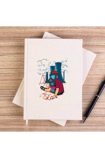 CrowsGate Gas Mask Boy Cartoon Unlined Canvas Notebook
