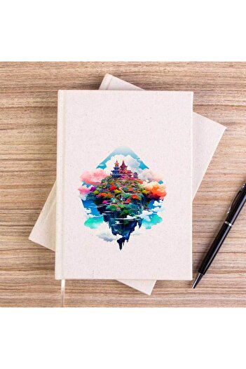 CrowsGate The Island on the Cloud Unlined Canvas Notebook