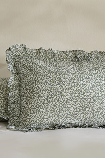 Karaca Home Flow Frilly 2-Piece Pillow Case Green