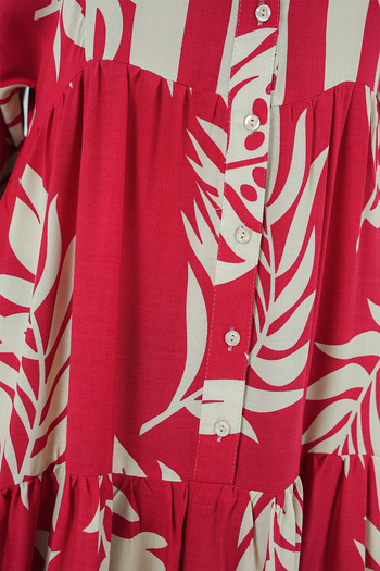 Bigdart 2423 Authentic Patterned Hijab Dress - H. Red