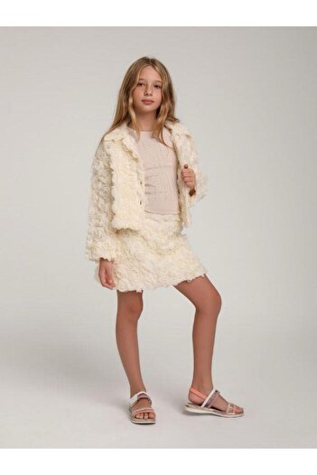 Zekids Girl's Embossed Floral Tulle Design Skirt Suit