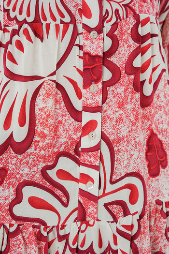 Bigdart 2423 Authentic Patterned Hijab Dress - N. Red