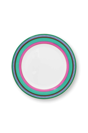 Pip Studio Porcelain plate, Pip Studio, Stripes Pink-Green, 23cm, Pip Chique collection
