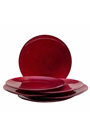 Cesiro Set of 6 dessert plates Red Glass, 21 cm