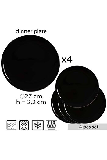 Cesiro Set of 4 Dinner Plates: Versatility and Style in Glossy Black