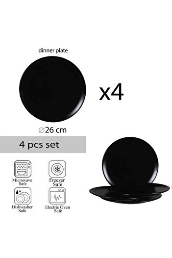Cesiro Set of 4 Dinner Plates: Refinement in Matte Black Colors