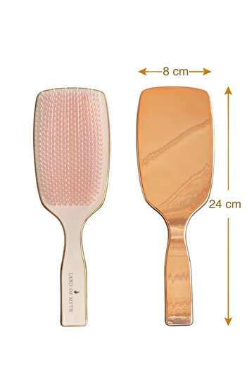 LAND OF MYTH Lom1261 Wet and Dry Hair Lightening Combing Brush (Bronze Gold-Pink)