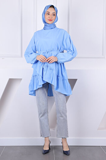 İmajButik Baby Blue Φούστα με στρώσεις βολάν τουνίκ
